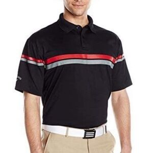 Callaway Men Opti Dri Golf Polo Short Sleeve Black with Contrasting Medium